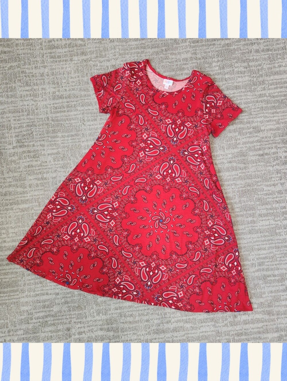 LuLaRoe Jessie Swing dress patriotic bandana print pocket dress size S